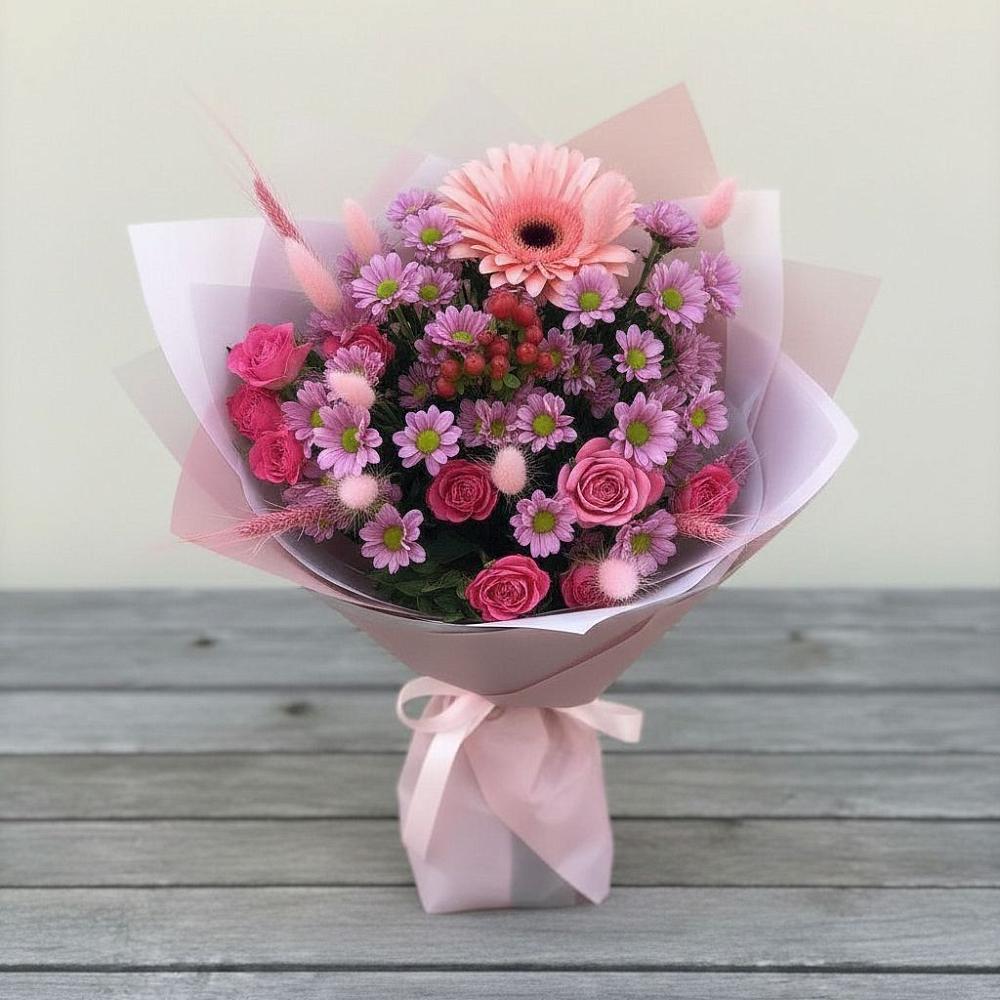 Букет цветов из: Розы, Герберы и Хризантемы в Светлограде