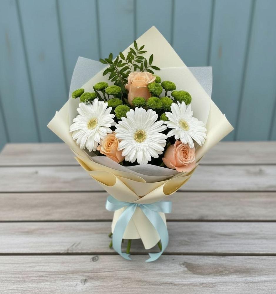 Букет цветов из: Герберы, Розы и Хризантемы в Светлограде